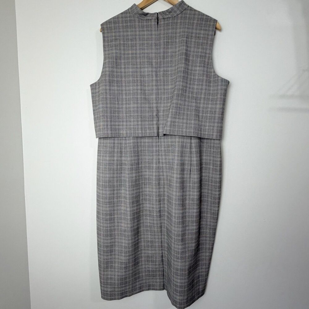 Ann Taylor Career Dress Black Ivory Tan Houndstooth Plaid Mock Neck Women’s 18 - Picture 5 of 12